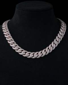 Chaîne à maillons cubains Moissanite plaquée rhodium 15mm, cadeau de mariage pour hommes, bijoux glacés style Hip Hop en argent sterling 925 - Product Image 1