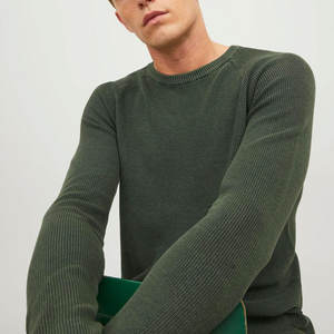 Pull à col rond en laine et coton à manches longues personnalisable pour hommes, pull tricoté d'hiver imprimé avec logo personnalisé - Product Image 6