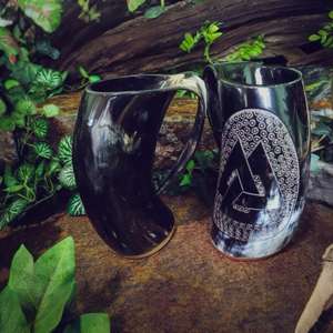 Handcrafted Natural Viking Carving Drinking Horn Beer and Coffee <b>Mug</b> for Home Hotel Restaurants From World Craft Impex India . - Product Image 3