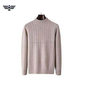 Pull à col rond 100% coton pour hommes, en tricot torsadé, chaud et épais, anti-rides, anti-rétrécissement, avec motif sur le devant. - Product Image 6