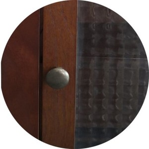 Aparador de gabinete de buffet fino y de lujo más nuevo con 4 estantes y 2 puertas de vidrio marrón brillante para muebles de comedor al por mayor - Product Image 4