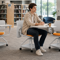 Chaise de formation sans accoudoirs avec roulettes, dossier en PP, siège en tissu, chaise mobile pour bibliothèque, école, réunion, salle de classe, salle de conférence