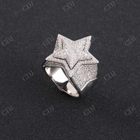 Anillo de Plata de Ley 925 Chapado en Oro con Diamantes Moissanite VVS, Diseño Personalizado Super Iced Hip Hop 3D Star Pinky, para Hombre, GRA
