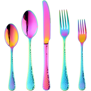 Juego de cubiertos de diseño personalizado de la mejor calidad, juego de cubiertos de diseño impreso de Color arcoíris de Metal de acero inoxidable para uso infantil - Product Image 3