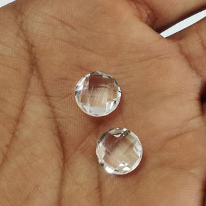 Cristal naturel Quartz 10mm briolette ronde 3.3 cts cercle étincelant damier crysta pour pendentif bonne qualité pierre précieuse en vrac - Product Image 5