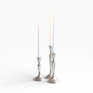 Elegant Polished <b>Silver</b> Tall Candle Holders Set With Classic Turned Design For Formal Decor - Product Image 1