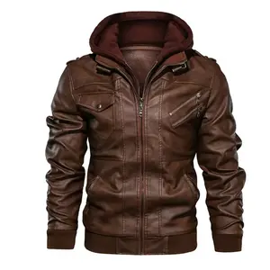 Chaqueta de Cuero de Alta Calidad, Piel de Cordero Genuina, Directo de Fábrica, Chaqueta de Cuero con Cremallera de Talla Grande, a la Moda para Hombre, Abrigos de Cuero - Product Image 1