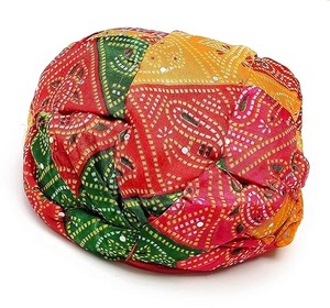 Rajasthani Adjustable Multicolor Round Cap Free Size Holi Janmashtami Festival Pagdi <b>Hat</b> for Matka Dancing - Product Image 4