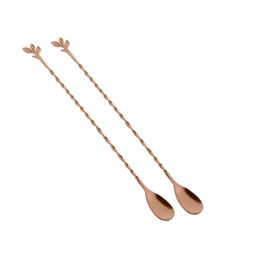 Cuillère de bar en laiton avec design à long manche en bambou et cuillère à mélanger pour bar à cocktails de haute qualité - Product Image 4