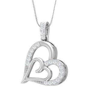 ทอง14K & เพชรธรรมชาติจี้หัวใจสง่างามของผู้หญิง | 0.15Ctw - Product Image 1