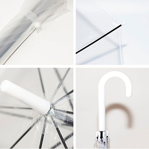 Parapluie droit classique à 8 baleines, ouverture manuelle, transparent, idéal pour les jours de pluie et les mariages/événements - Product Image 4