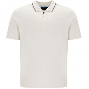 เสื้อโปโลมีซิปครึ่งแขนสำหรับผู้ชายเสื้อโปโลผ้าฝ้ายถักแบบสตรีท100% ออกแบบโลโก้ได้ตามต้องการ - Product Image 1