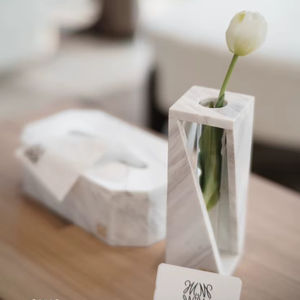 TCE Luxury Handmade Natural Marble <b>Art</b> <b>Deco</b> Tabletop Flower <b>Vase</b> Premium Polish Wedding Home Decor Accent Piece the Craft Exim - Product Image 1