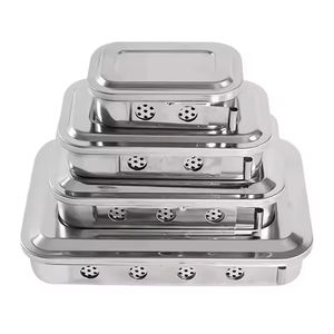 Venta directa, bandeja de esterilización cuadrada de acero inoxidable, contenedor de instrumentos huecos para base quirúrgica, bandeja esterilizadora, caja - Product Image 1