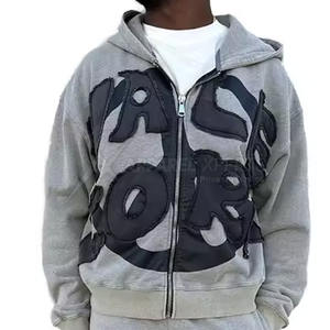 OEM fabrica chándal de lavado ácido de moda con bordado desgastado chándal de lavado ácido de color sólido - Product Image 2