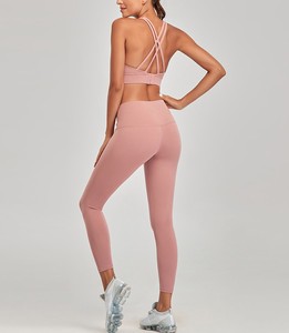 Vente chaude sans couture Yoga ensemble femmes vêtements de sport deux pièces vêtements de sport avec soutien-gorge de sport et Leggings Logo personnalisé tenue de Fitness - Product Image 5