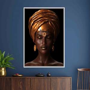 African Woman Glass Art: Elegant Printed <b>Canvas</b> Artwork,Whte <b>Framed</b> <b>Canvas</b> - Product Image 1