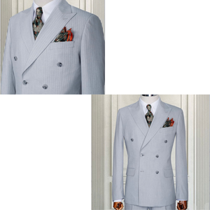 Traje gris de doble botonadura para hombre Traje elegante moderno para bodas Negocios y ocasiones formales - Product Image 4