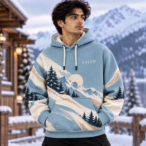 Christmas Inspired Embroidered Printed Custom Hoodies Winter Pullover Sweatshirt 100%Cotton Fleece Unisex OEM Wholesale Clothing - Product Image 1