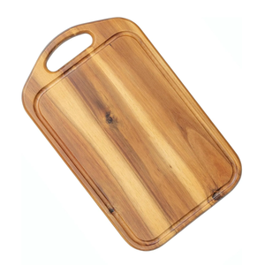 Planche à découper en bois de teck avec poignée, planche à servir pour légumes, viande et fromage, planche à découper en bois de bambou pour la cuisine - Product Image 1
