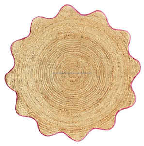 Alfombras rectangulares trenzadas de ratán y yute de cáñamo 100% con diseño Redondo, alfombrillas de yute indio para sala de estar y espacio para puertas - Product Image 1