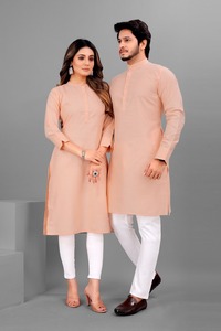 Ensemble Kurta de couple en coton vente en gros parfait pour les mariages et les occasions en plein air disponible pour l'exportation et l'approvisionnement dans le monde entier - Product Image 3