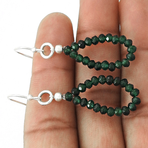 เครื่องประดับอัญมณี925เงินสเตอร์ลิงธรรมชาติพลอยมรกตประดับลูกปัดต่างหูแบบห้อยสำหรับผู้หญิงเด็กผู้หญิงเครื่องประดับแบบโบโฮทำด้วยมือ - Product Image 2