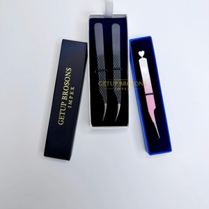 Pince à épiler pour cils GETUP BROSONS IMPEX 90 de haute qualité, en acier inoxydable, plusieurs couleurs, pointe lisse, poignée diamantée - Product Image 4