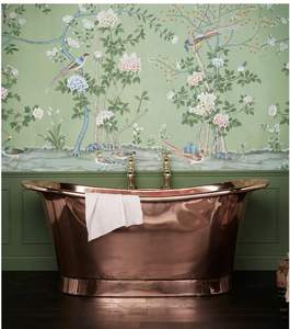 Bañera de cobre de estilo Vintage antiguo Interior de baño de metal de lujo hecho a mano con acabado elegante y diseño real - Product Image 3