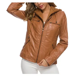 Nuevas chaquetas de cuero transpirables para mujer, moda 2023, chaquetas de cuero de mejor diseño para mujer de alta calidad, cuello vuelto