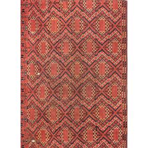 Tapis en laine noué à la main Kiaan grande surface Pae-5258 Rouge Orange Géométrique Abstrait pour Entrée de Maison Couloir Tapis Rectangulaire 9x12 - Product Image 1