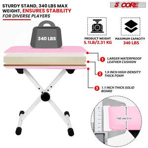 5 Core Keyboard Bench 3 Inch Padded Piano <b>Stool</b> Adjustable 20.5 Guitar Seat Heavy Duty Portable - Product Image 3