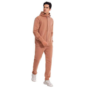 Ensemble survêtement homme uni de qualité supérieure, sweat à capuche et pantalon de jogging marron, vêtements de sport d'hiver, vêtements de course, vente en gros personnalisée, marque privée - Product Image 3