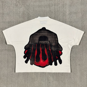 เสื้อยืดฮิปฮอปแขนกุดสำหรับผู้ชายเสื้อยืดทรงบ็อกซี่ฟิต100% โลโก้ตามสั่ง - Product Image 5