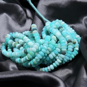 Best Seller Loose 8-10mm <b>Beaded</b> <b>Necklace</b> Beautiful Blue Peruvian Opal with Smooth Rondelle Shape Gemstone Jewelry Making Gift - Product Image 1