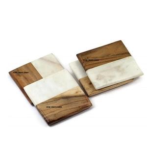 Haute qualité écologique 100% sous-verres en bois et résine biodégradables sous-verres en feutre absorbant pour boissons Bar maison sous-verres carrés - Product Image 1