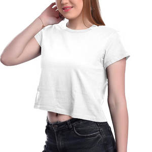 เสื้อยืดเอวลอยสำหรับผู้หญิงผ้าคอตตอนโพลีเอสเตอร์ดีไซน์ล่าสุดฤดูร้อน - Product Image 3