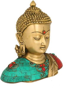 Statue de bouddha en laiton artistique 3 pouces de long 1 pouce de large idéal pour les patios de décoration de jardin et les espaces sacrés qualité d'exportation de l'Inde - Product Image 2