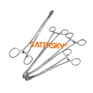 Pinzas de Esponja Rectas/Curvas con Mordazas Dentadas de Acero Inoxidable, Instrumentos Quirúrgicos Veterinarios de Alta Calidad - Product Image 1
