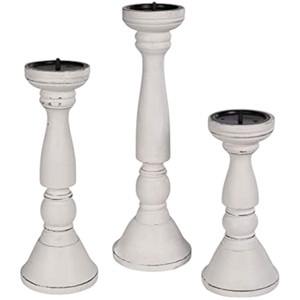 เชิงเทียนไม้วางกลางชุดเชิงเทียนไม้แนววินเทจทรงสูง3ชิ้น - Product Image 2