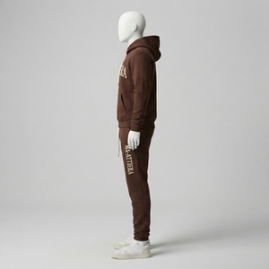 <b>Mens</b> Brown Hoodie Tracksuit Set Premium <b>Pullover</b> Sweatshirt Jogger Pants Casual Streetwear Sportswear Training Gym Fitness - Product Image 2