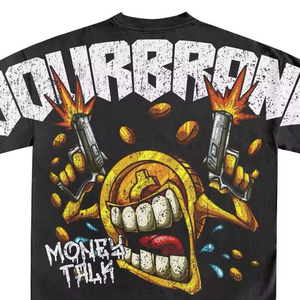 Venta al por mayor Vintage 100% algodón Streetwear Dtg Impreso Regular Fit O-cuello Transpirable Camiseta de manga corta Hombres - Product Image 5