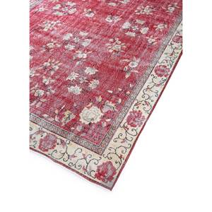 Alfombra Vintage de Lana 9x12, Roja y Naranja, Anudada a Mano, con Patrones Florales Abstractos y Rectangulares, para Entrada del Hogar, Habitación de Adolescentes - Pae-2426 - Product Image 2