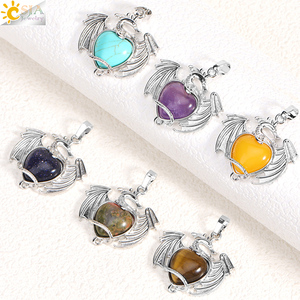 CSJA Amuletos de Joyería de Moda Ojo de Tigre Cuarzo Rosa Amatistas Dragón Corazón Piedra Natural Real Colgante Cristales Collares H289 - Product Image 2