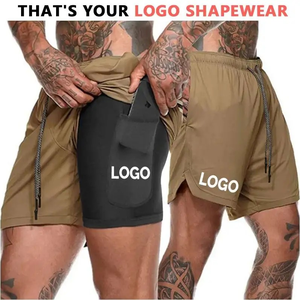 กางเกงขาสั้นรัดกล้ามเนื้อแห้งเร็วระบายอากาศได้ดีสำหรับผู้ชายกางเกงกีฬาฤดูร้อนสไตล์ไฮสตรีทพร้อมเอวยางยืดและดีไซน์สองชั้น - Product Image 6