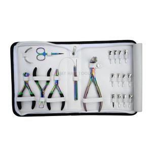 Kit d'outils professionnels pour salon de coiffure avec coupe-bond, pince à clipser, enfileur de boucles, crochet, pince à sertir, pinces à sectionner, pinces à bec de canard - Product Image 1