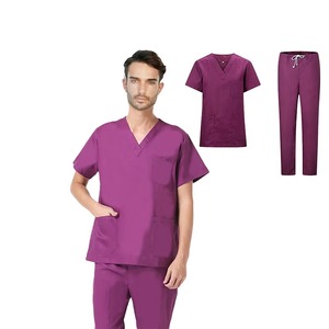 Uniforme d'allaitement poche col en V hôpital gommage haut 100% coton Logo personnalisé unisexe - Product Image 4