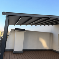 Pergola pliante en PVC imperméable avec télécommande, structure en aluminium, auvent de jardin extérieur, style minimaliste nordique