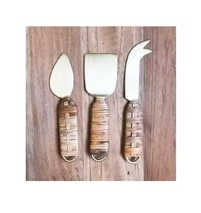 Juego de 3 Cuchillos para Queso de Acero Inoxidable Hechos a Mano con Mango de Ágata para Servir Queso y Desayuno - Product Image 6