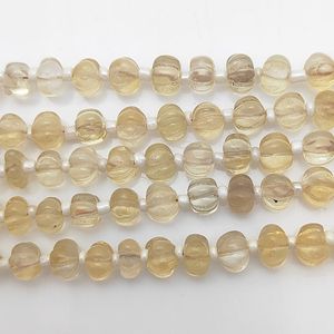 8-Inch Long <b>Citrine</b> Carved Pumpkin Beaded Strands Loose Gemstone Supplier-Melon Beads - Product Image 6